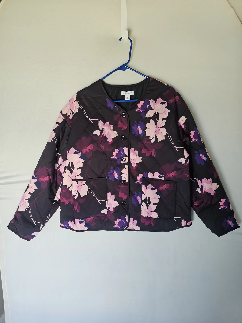 NWT Liz Claiborne Quilted Floral Lightweight Jacket Pockets Size L